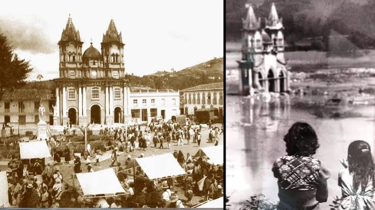 El viejo pueblo de El Peñol antes de quedar bajo el agua del embalse